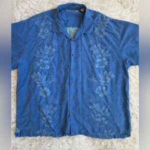 Tommy Bahama Blue Floral Short-Sleeve Camp Shirt 2X